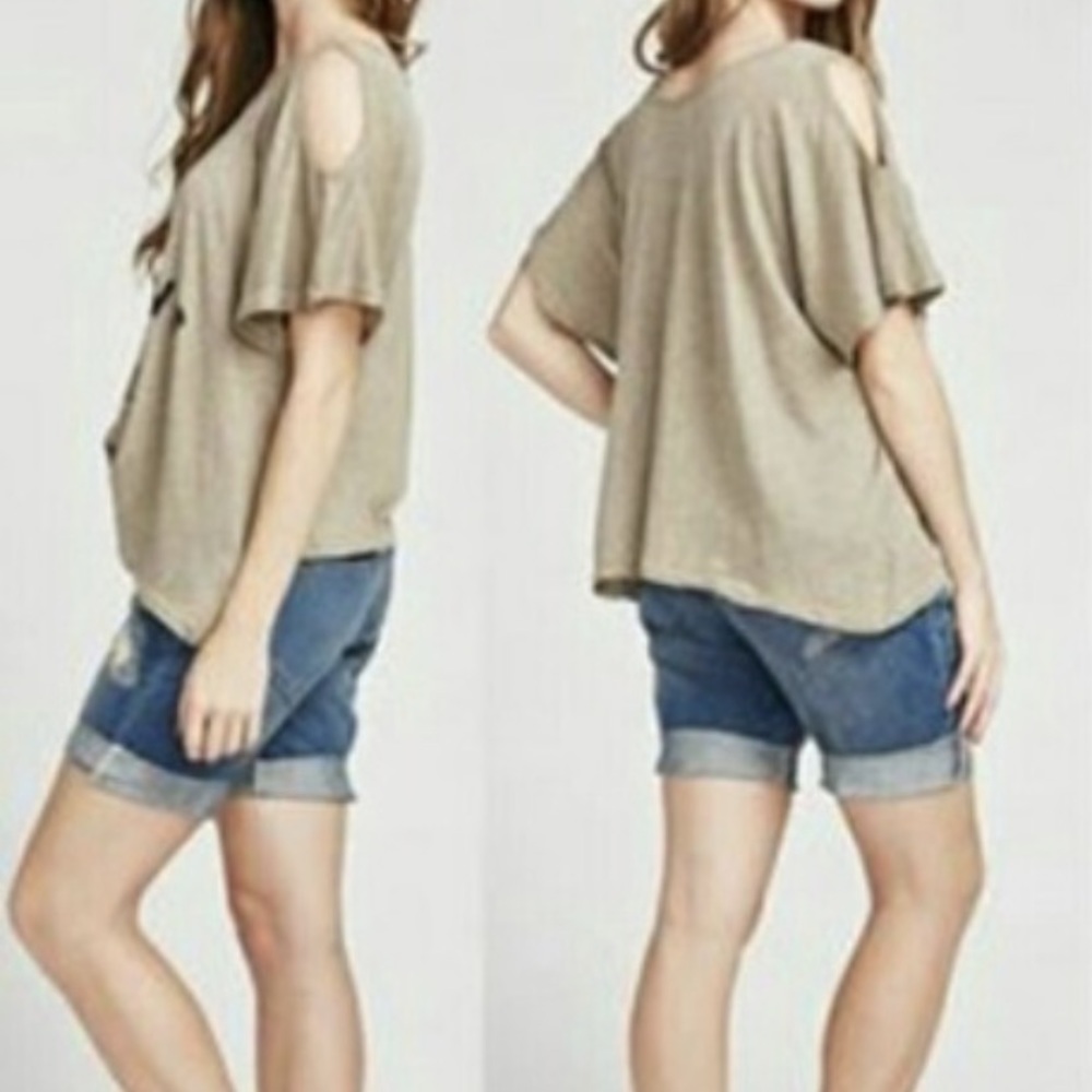 Wilfox Cold Shoulder 'Sworn to NONE' T-shirt sz L